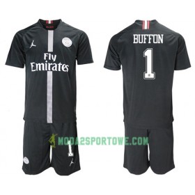 Koszulka Paris Saint-Germain Buffon 1 Jodan Czarny Dziecięcy Trzeci Stroje Piłkarskie 2018/19 Krótki Rękaw